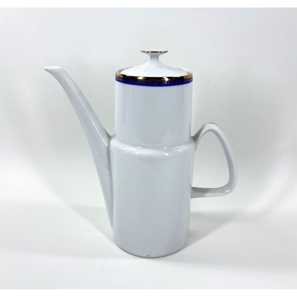 EPIAG Royal Czechoslovakia Porcelain Coffee Pot Floral Bouquet 8" VTG 1930s-1950